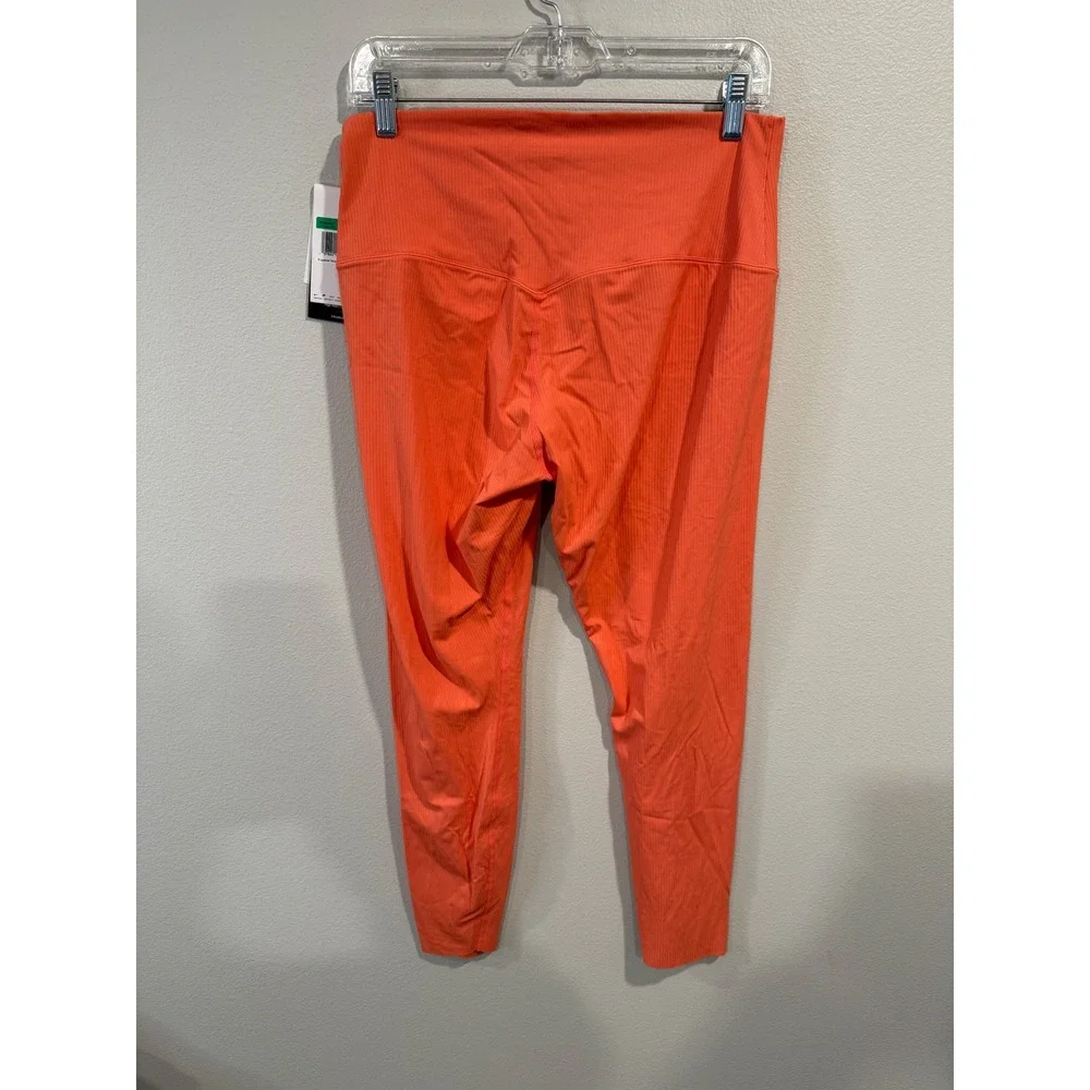 Nike Zenvy Dri-FIT Ribbed High Waisted Leggings Womens‎ XL Orange HF1443-814